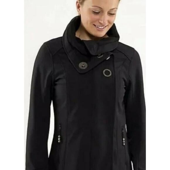 Lululemon Athletica Jackets & Blazers - Lululemon Jacket Women 8 Rare Audrey Long Crop Waterproof Athleisure Coat Black